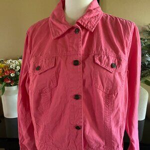 Faded Glory Coral Passion Denim Jean Jacket XL